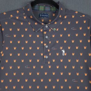 William Murray Golf Polo‎ Mens Large Gray Old Fashion Drinks AOP Performance